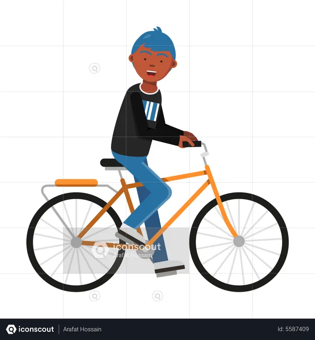Hipsters boy riding cycle  Illustration