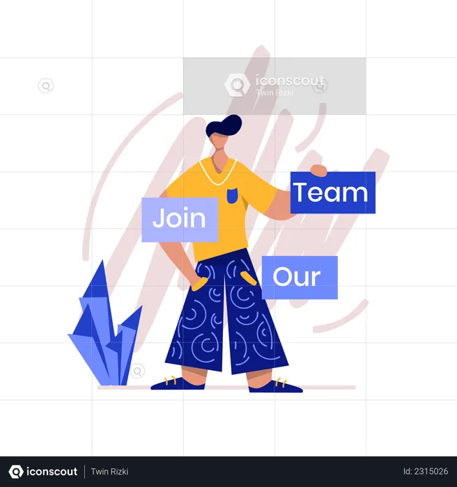 Hiring manager holding join our team banner  Illustration