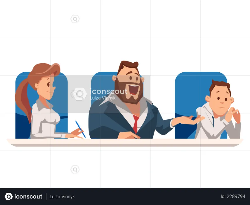 Hiring Team sitting to do Job Interview  Illustration