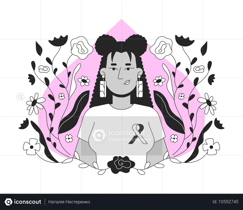 Hispanic woman promoting breast cancer awareness  Illustration