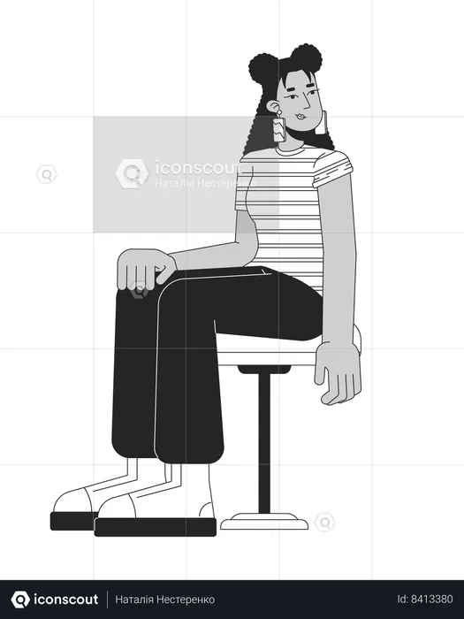 Hispanic young woman sitting ready for vaccine  Illustration