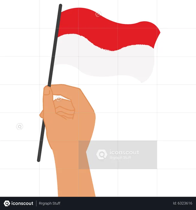 Hissen der indonesischen Flagge  Illustration