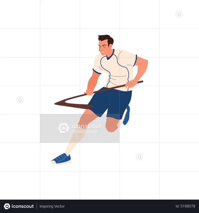 Hocket player with stick  Illustration