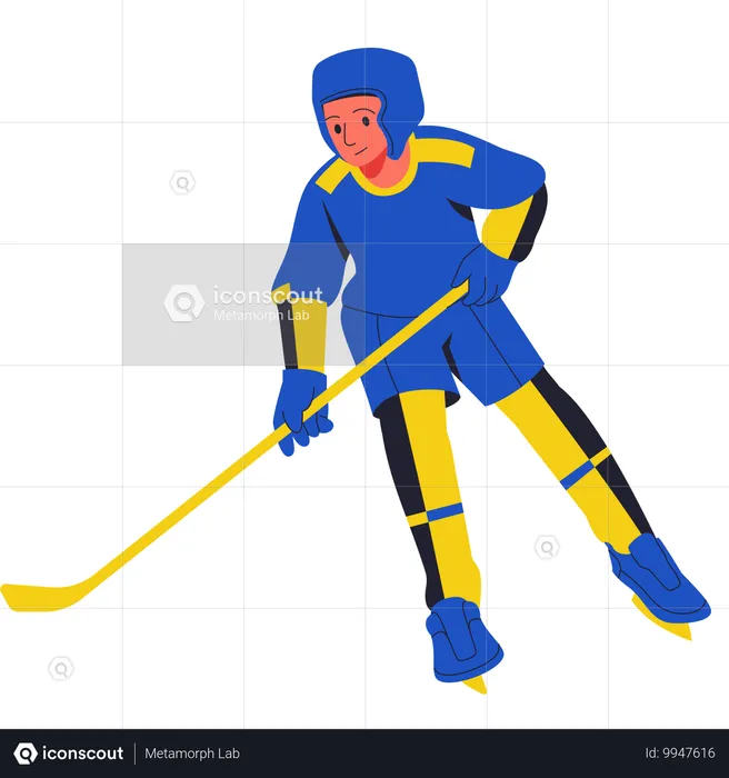 Hockey Player Catching Ball  Illustration