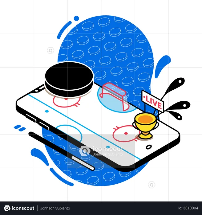 Diffusion en direct de hockey sur glace  Illustration