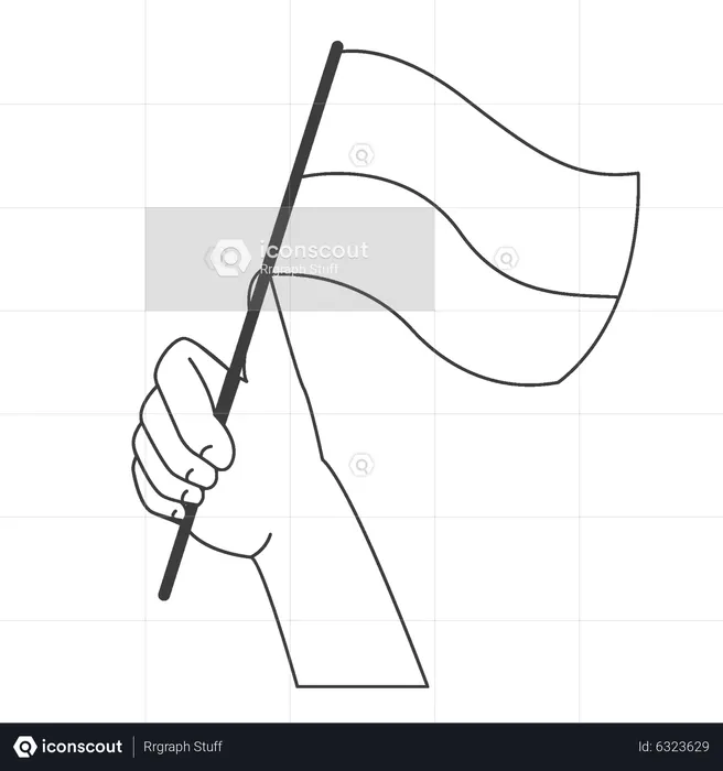 Segurando a bandeira da Indonésia  Ilustração