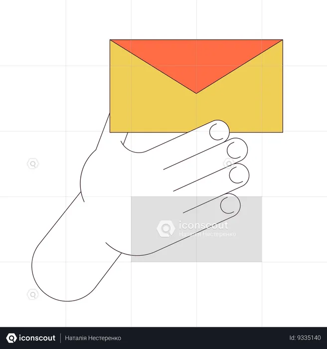 Holding closed envelope linear cartoon character hand illustration  Illustration