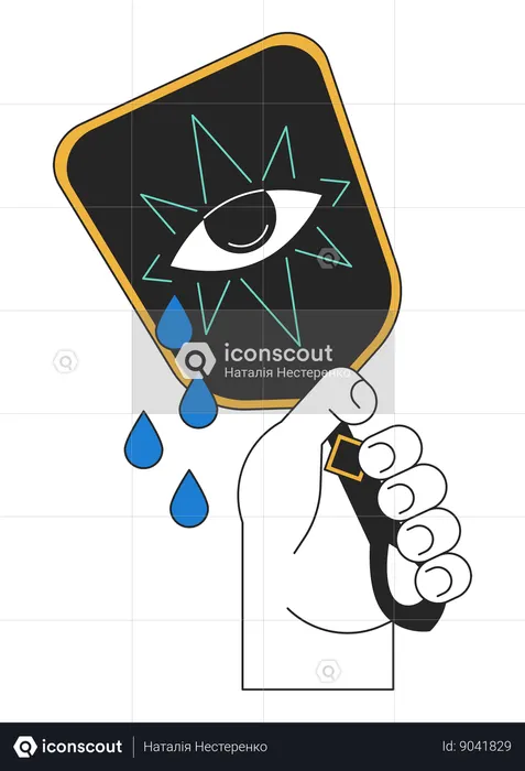 Holding esoteric mirror with magic eye  Illustration