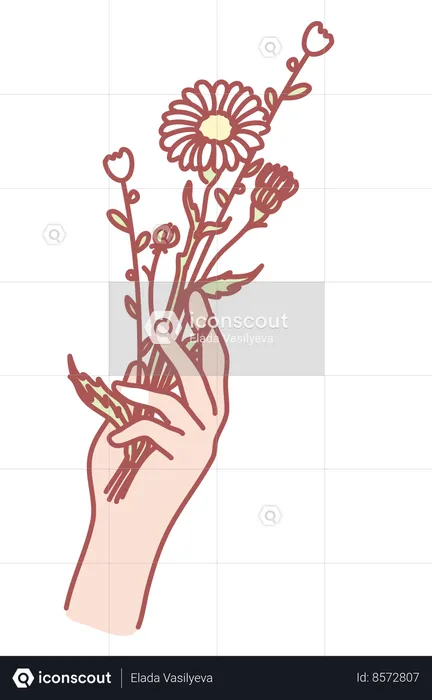 Holding flower  Illustration