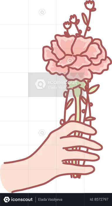 Holding flower  Illustration