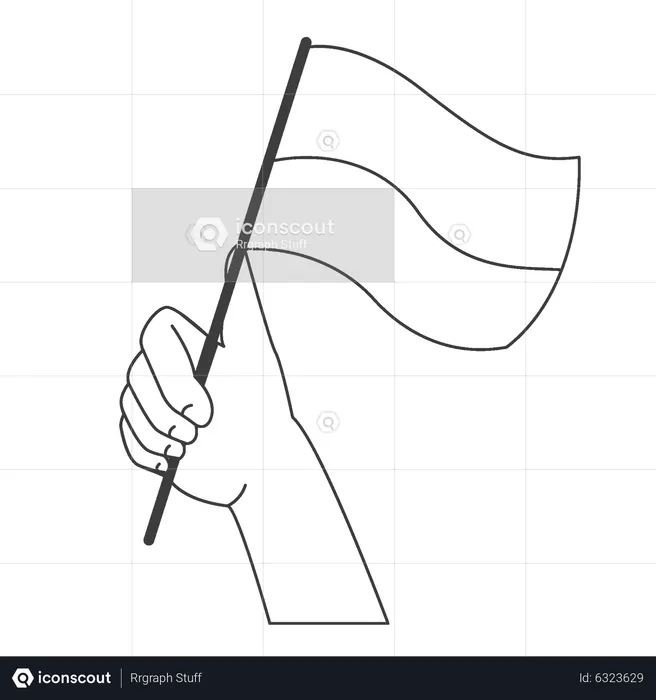 Holding Indonesia Flag  Illustration