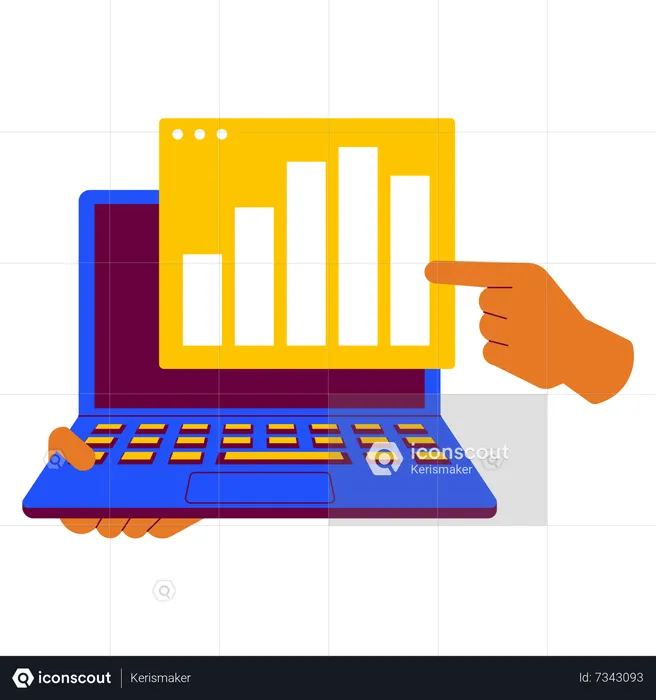 Holding laptop data analyst  Illustration