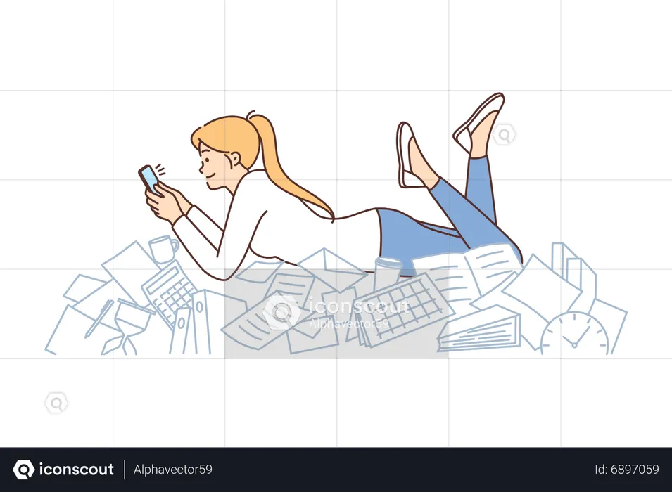 Holding Mobile  Illustration