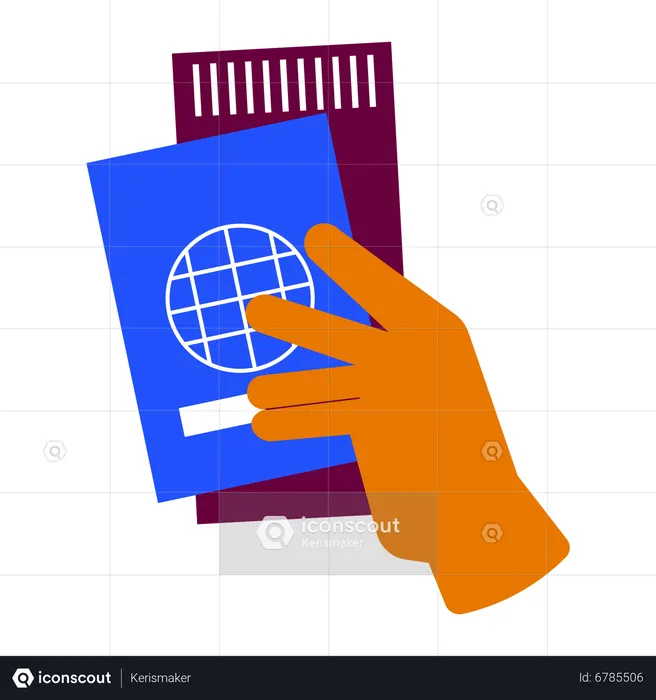 Holding passport and ticket  Illustration