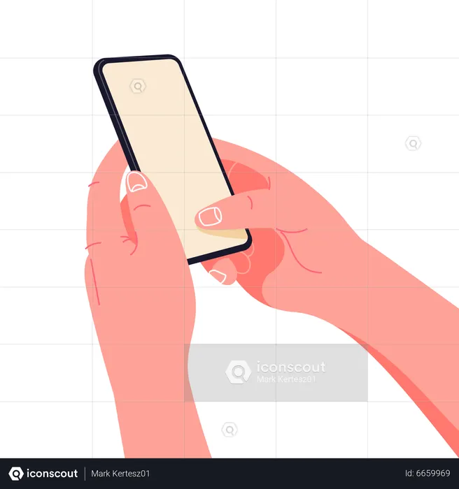 Holding phone in two hands  Illustration