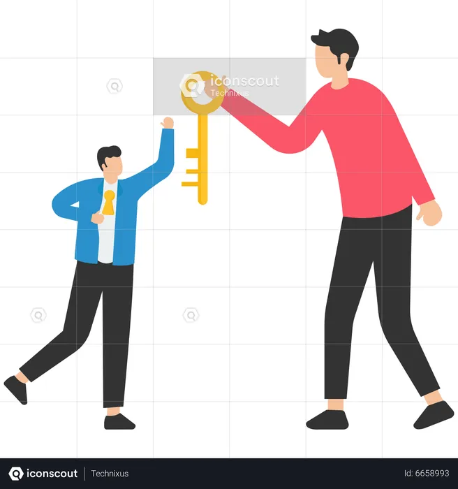 Holding success golden key  Illustration