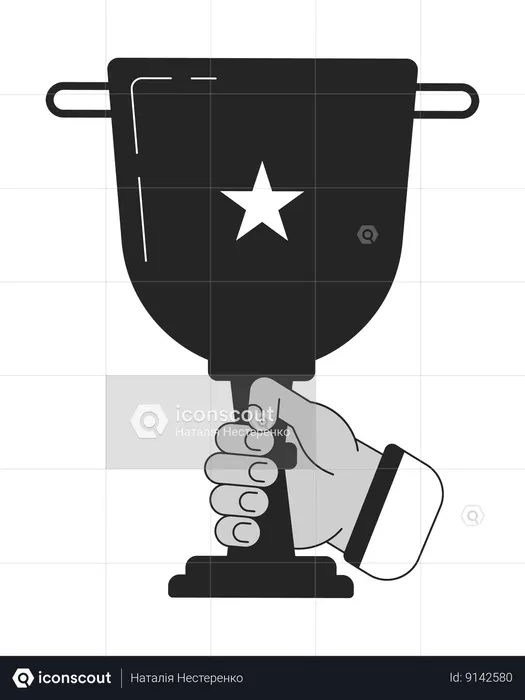 Holding trophy cup  Illustration