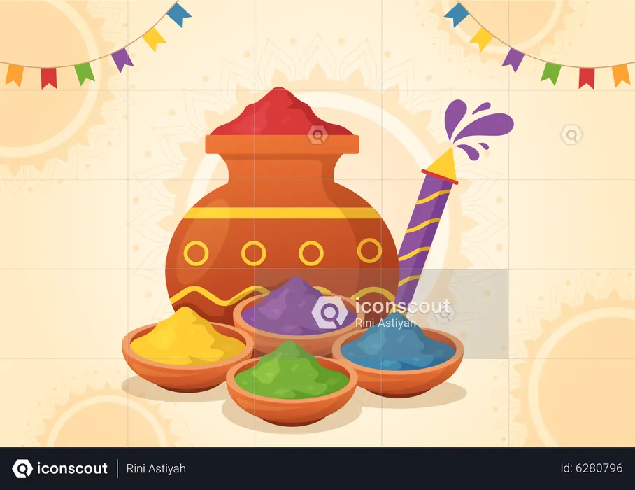 Holi festival color pot  Illustration