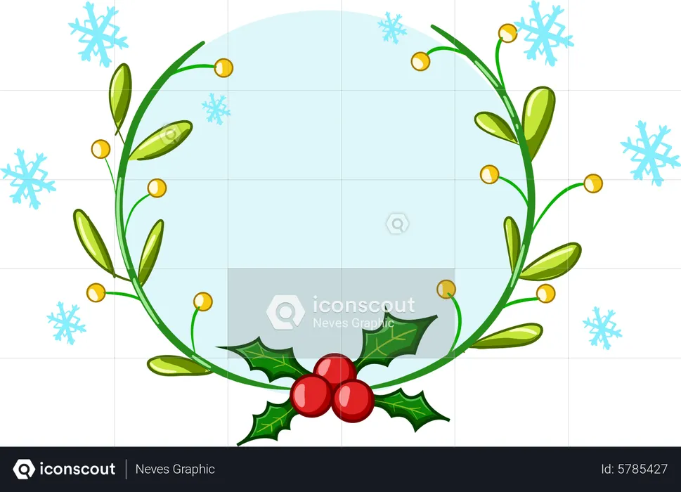 Holly wreath with crystals  Illustration