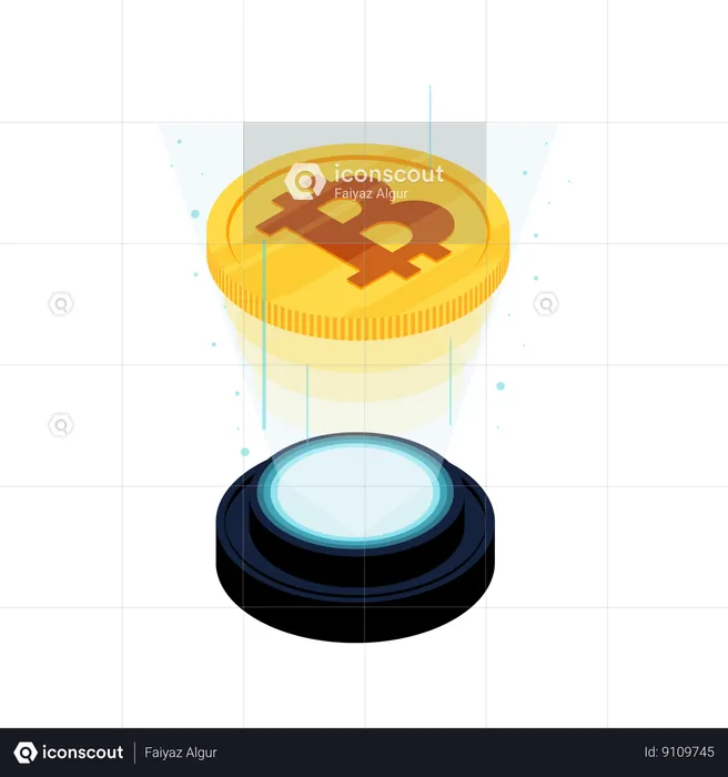 Holograma de bitcoin  Ilustración