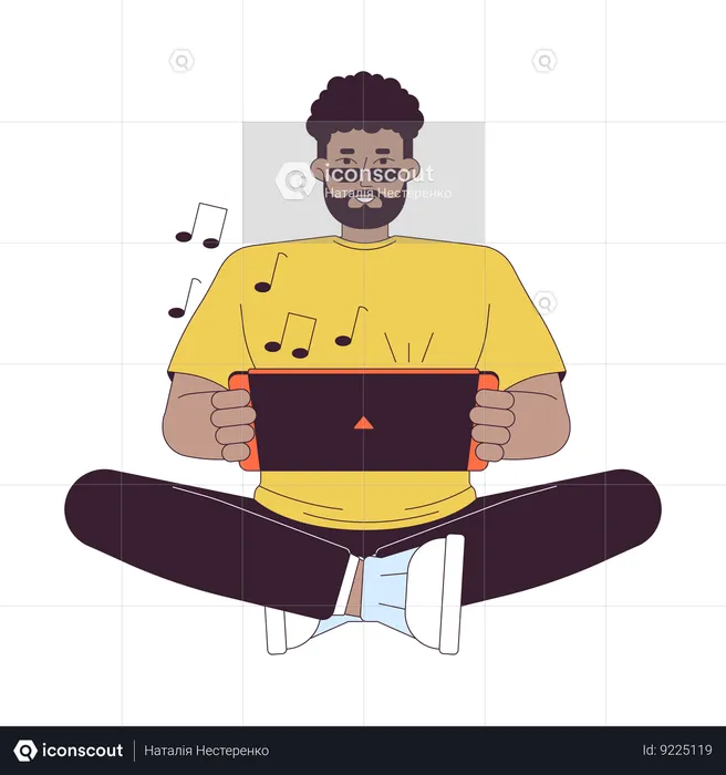 Hombre afroamericano disfrutando de la consola de juegos  Ilustración