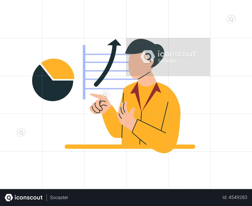 Hombre analizando estadísticas de datos  Ilustración