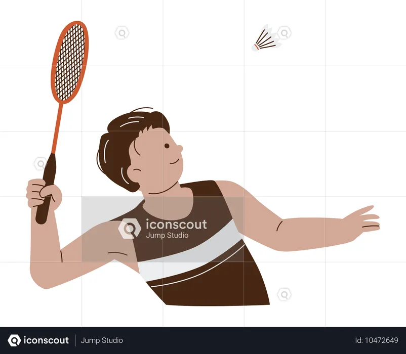 Hombre aplastando bádminton  Ilustración