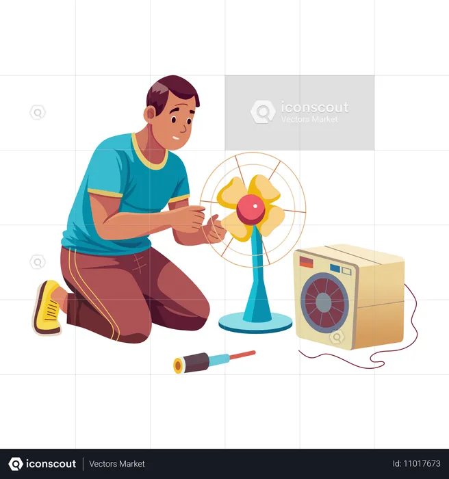 Hombre arreglando electrodomésticos  Ilustración