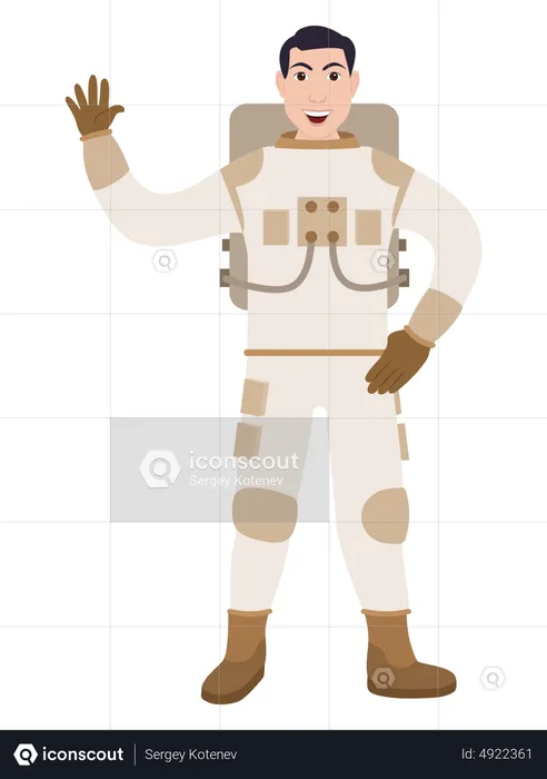 Astronauta hombre saludando  Ilustración