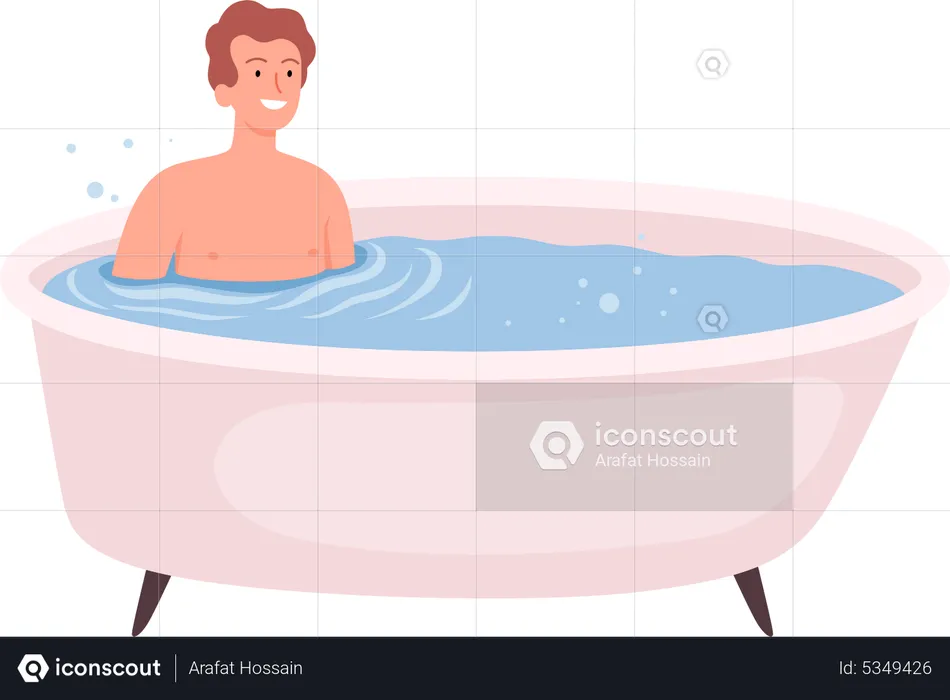 Hombre bañándose  Ilustración