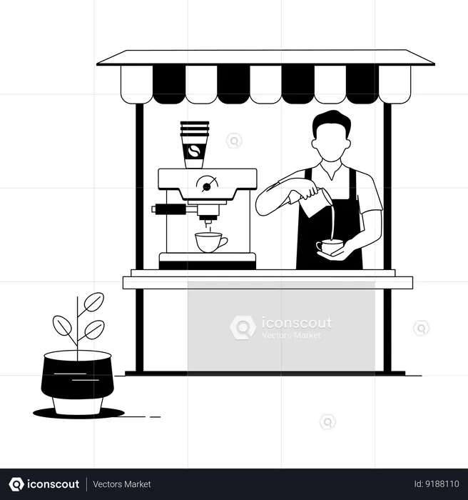 Barista masculino haciendo café  Illustration