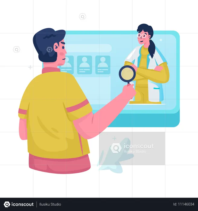 Hombre busca horario médico  Ilustración