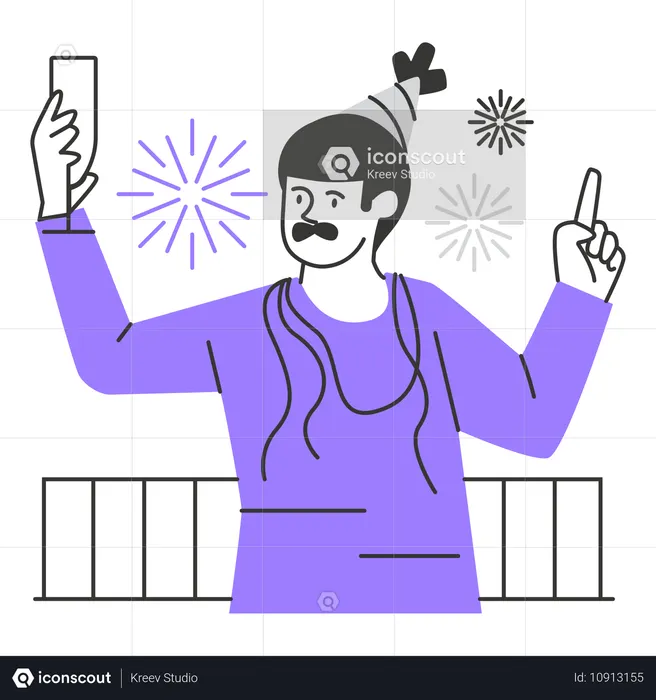 Hombre celebrando año nuevo  Ilustración