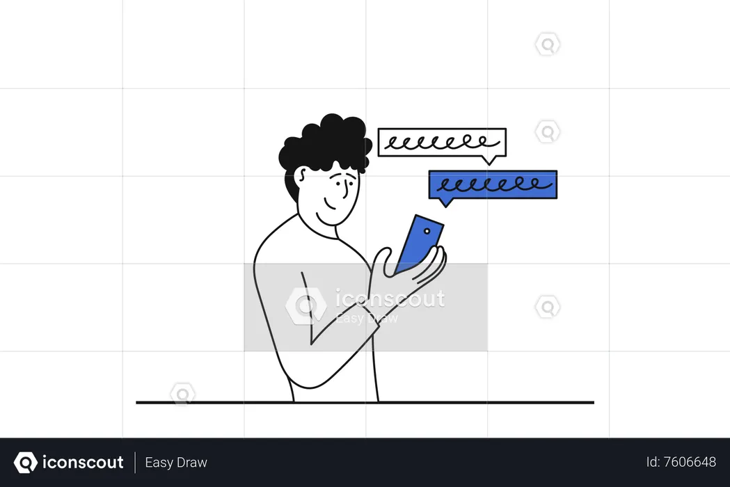Hombre chateando por celular  Ilustración