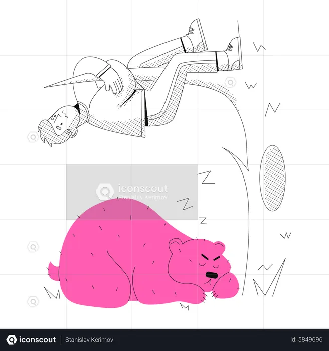 Hombre colgado de una rama  Ilustración