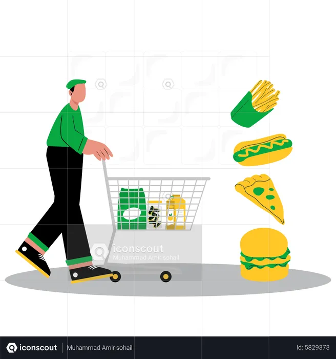Hombre comprando comida rápida  Ilustración
