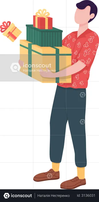 Hombre con cajas de regalo  Ilustración