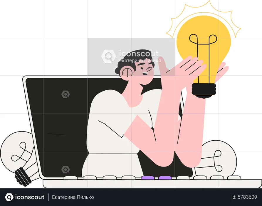 Hombre con idea innovadora de inicio  Ilustración