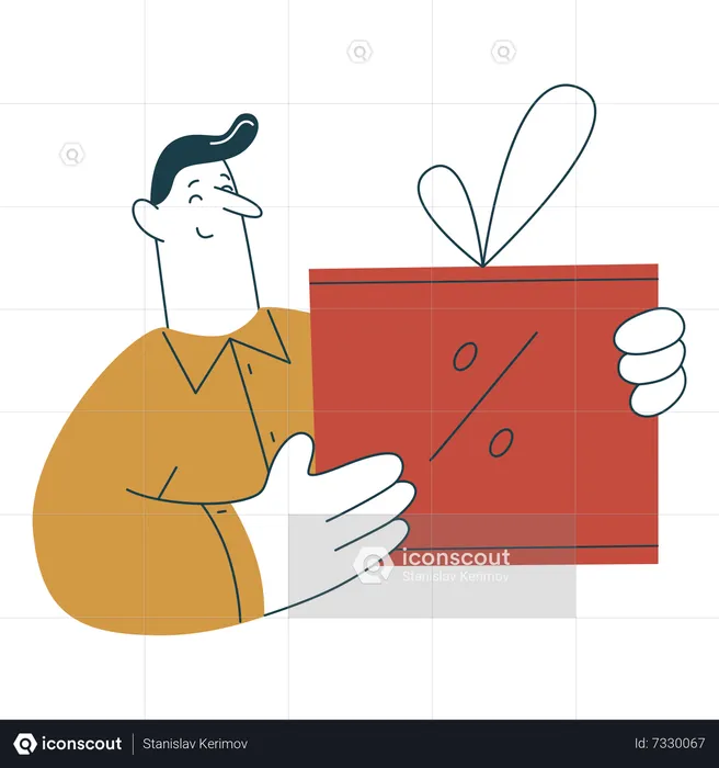 Hombre con tarjeta de regalo de compras  Ilustración