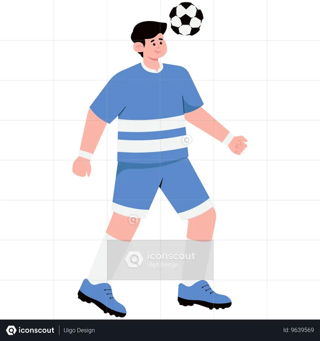 Hombre controlando el balón con la cabeza  Ilustración