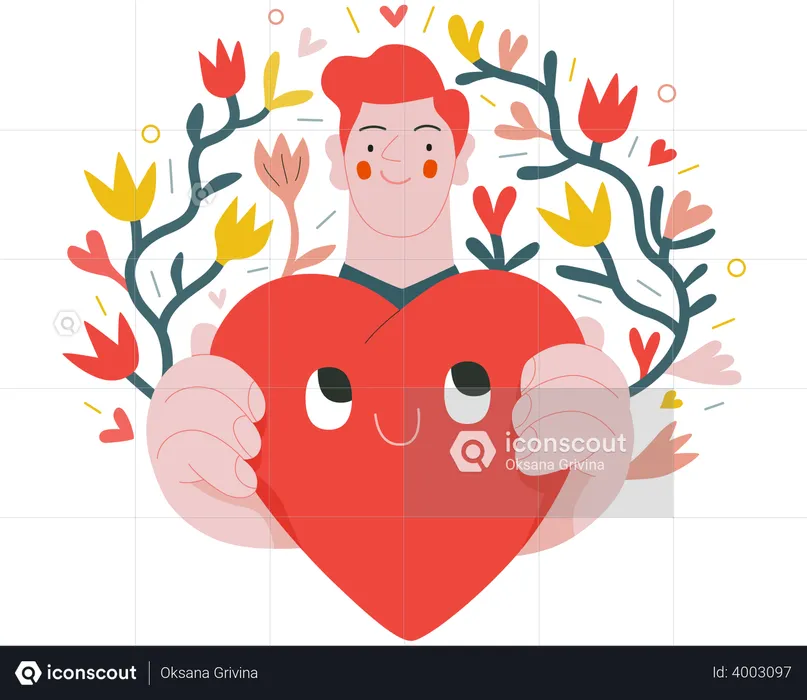 Hombre dando un corazón  Ilustración