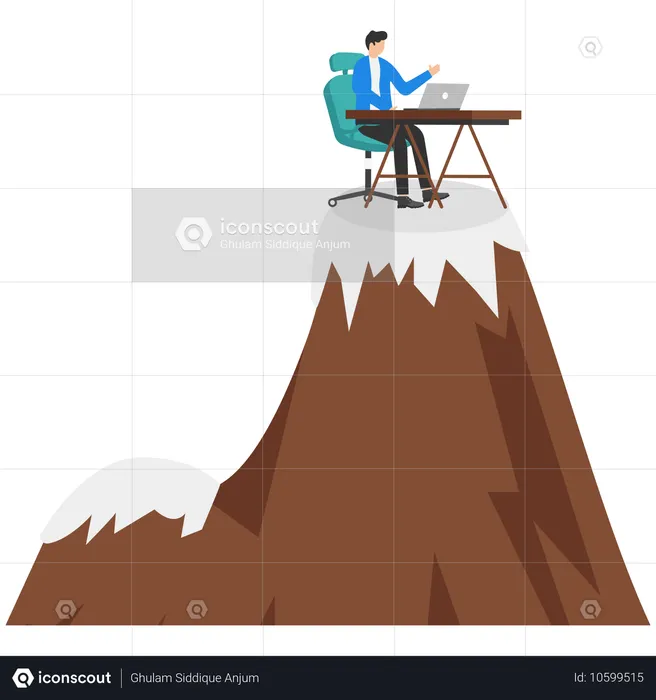 Hombre de negocios en su escritorio con computadora portátil  Ilustración