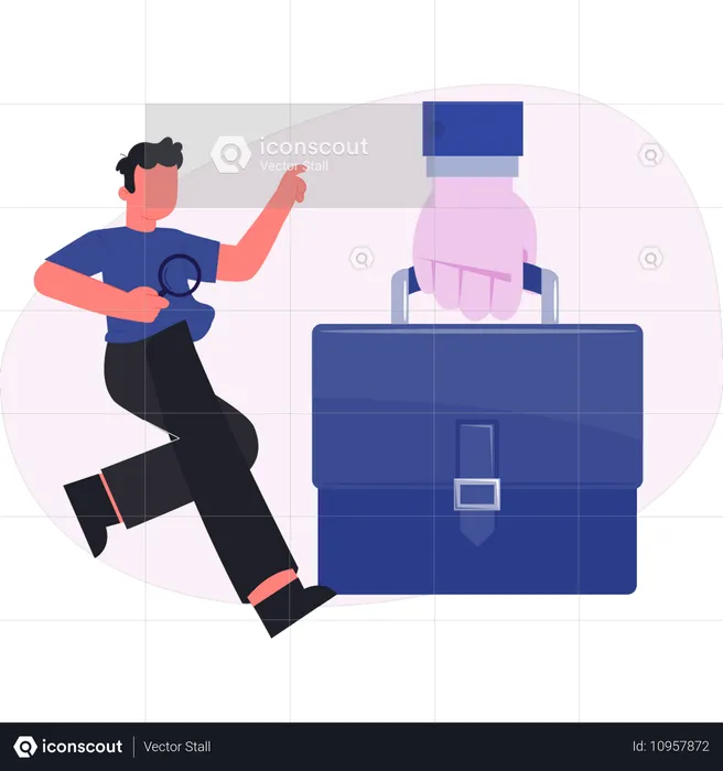 Hombre de negocios sosteniendo un bolso para computadora portátil  Illustration