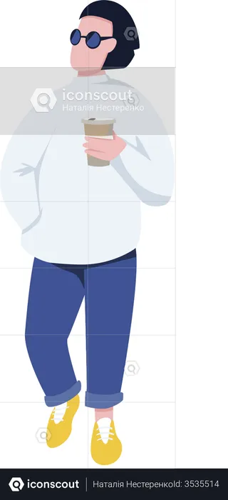 Hombre elegante con café para llevar  Ilustración