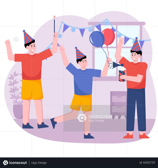 Hombre en la fiesta de año nuevo  Ilustración