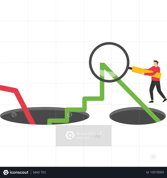 Hombre frente a la caída del mercado de valores  Ilustración