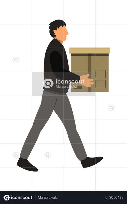 Hombre entregando caja al cliente  Ilustración