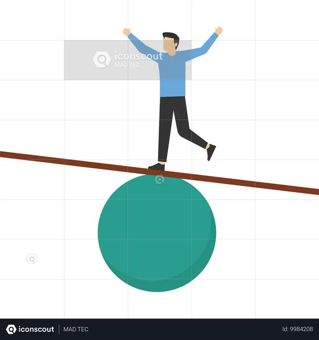 Hombre equilibrando la vida laboral  Ilustración