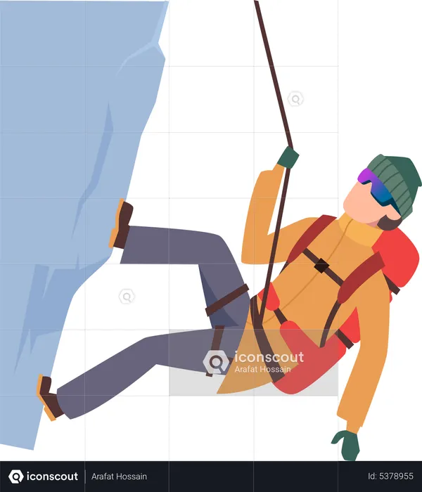 Hombre escalando acantilado  Ilustración