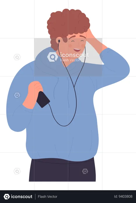 Hombre escuchando canción  Ilustración